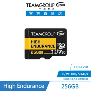 十銓TEAM-High Endurance SDXC UHS-I U3 V30 【256 GB】 4K 監控專用記憶卡