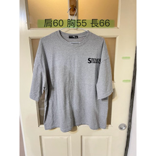 free size 灰色寬鬆休閒短袖上衣 二手