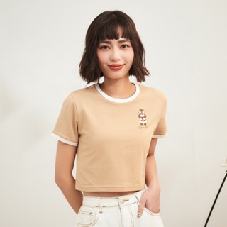CACO-奇奇蒂蒂涼感撞色上衣-女【J2DI032】