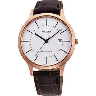 ORIENT 東方錶 極簡白麵超薄皮帶石英錶 經典大三針 日期顯示 39mm RF-QD0001S