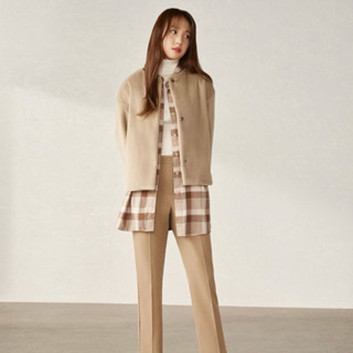 Uniqlo 柔軟刷毛無領外套 駝色 羔羊毛絨外套