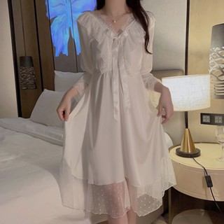 流行E線A7652 唯美長袖睡衣 清純白色性感睡衣 大V裸背性感情趣內衣 特色可愛睡裙 女生居家睡衣