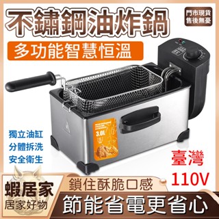 家用小型迷你油炸鍋 油條薯條機 擺攤炸串鍋 恆溫油炸機 加厚機身 3L容量 炸物鍋 電炸爐 炸油鍋 油炸爐 臺灣110V