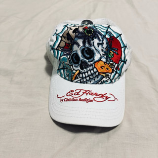 Ed hardy edhardy y2k 骷髏 帽 帽子 網帽 老帽 卡車帽 刺繡 刺青 復古 vintage 克羅心