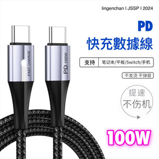 雙頭typec數據線HQX 1N64 pd100w快充適用於蘋果mac電腦iPad平板華為小米 CC100 JSSP