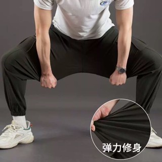 限時299超彈力工作褲【臺灣發貨】新改版可繫皮帶六口袋工裝褲 長褲男生薄款褲子工裝褲男士潮牌束腳韓版哈倫寬松 輕薄 透氣