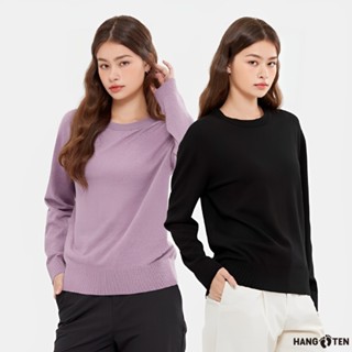 【Hang Ten】女裝-喀什米爾Cashmere混紡圓領毛衣(多色選)