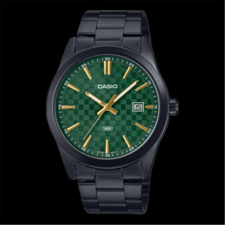 CASIO 卡西歐 潮流格紋 不鏽鋼 指標 腕錶 - 綠 x 黑 (MTP-VD03B-3A) [ 秀時堂 ]