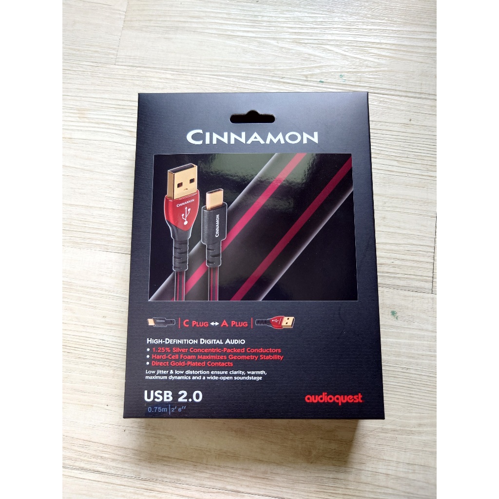 美國 audioquest Cinnamon 鍍銀導體USB傳輸線 A to C 0.75m