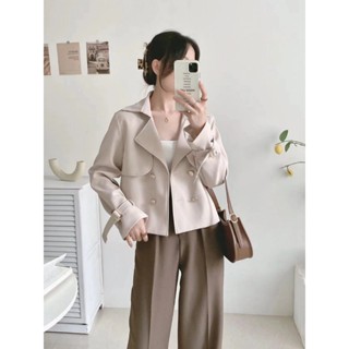 CHILL現貨 韓系挺版金釦短版外套(含內裡) 西裝外套 風衣外套 女裝 女生西裝外套 雙釦西裝外套 短版西裝外套 預購