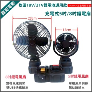 適用牧田18V/21V 鋰電風扇/電扇/循環扇/小風扇/桌扇 5吋 8吋大風力風扇戶外風扇/便攜式小型電動風扇 露營風扇