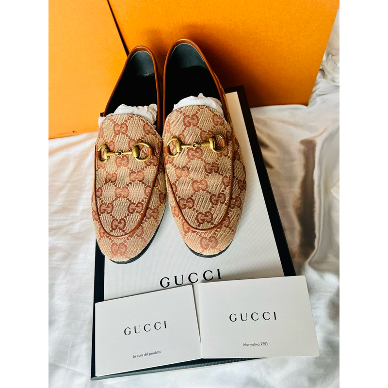 Gucci帆布真皮休閒鞋