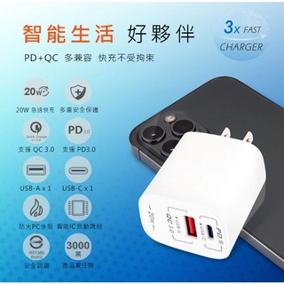 【電之光】NDr.AV聖岡 PD + QC 20W 雙孔極速快充充電器(SU-20AC) 全球通用 充電座 豆腐頭