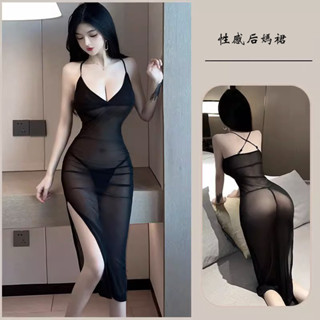 [曼羅尚] 露揹包臀連衣裙 情趣內衣 後媽裙 高叉免脫小媽性感裙 性感辣妹 性感包臀裙
