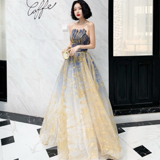 晚禮服抹胸漸變時尚奢華宮廷風蓬蓬裙