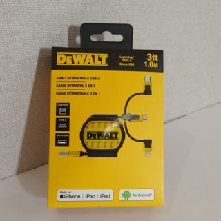 ★DEWALT 得偉 三合一 伸縮充電線 LIGHTNING+TYPE C+MICRO USB