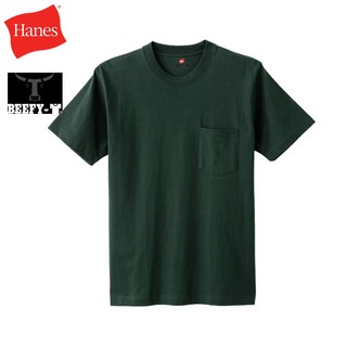 【Hanes】官方直營-BEEFY系列 口袋棉質短袖T恤-深綠色（H5190-570）