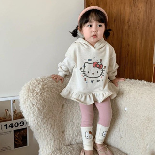 ARY 女童洋裝 女童秋冬裙子 女衛韓版秋季衣裙 兒童純棉卡通休閑服 寶寶春秋裝 女童貓貓中長款連帽裙子