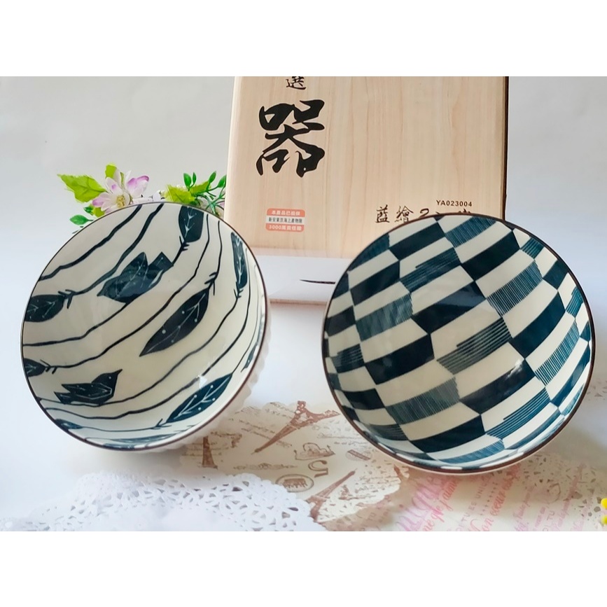股東會紀念品 康舒 藍繪碗 2入組 高溫陶瓷碗 釉下彩餐碗 飯碗 碗組