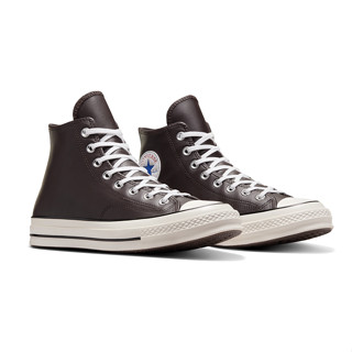 CONVERSE 男女高筒休閒鞋.帆布鞋-A10154C 深咖啡 皮革 CHUCK 70 經典圓標