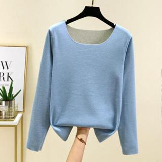 衣時尚 上衣 發熱衣 打底衫 保暖 內搭M-2XL 新款德絨保暖內衣女無痕發熱長袖百搭內搭加絨加厚上衣-2466.