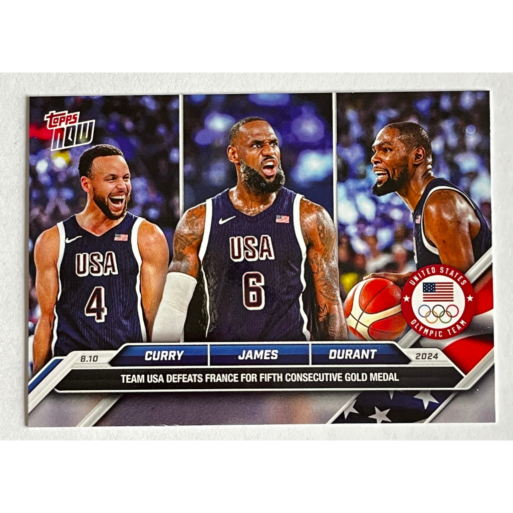 2024 Topps Now 奧運金牌 LeBron James Curry Durant 三王合體絕版球卡