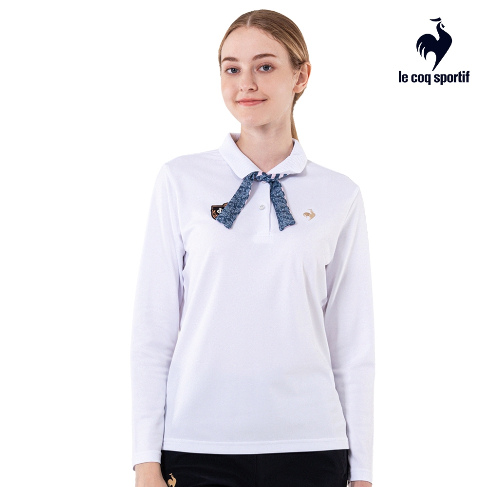 【LE COQ SPORTIF 法國公雞】休閒經典長袖POLO衫-女款-白色-LWU22342
