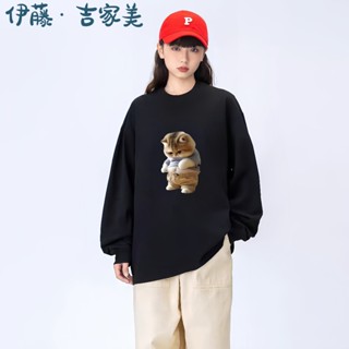 伊藤·吉家美 夏季新品 好品質貓咪上衣 流行新款 上衣重磅 休閒百搭 日系可愛甜美 爆款貓咪 情侶裝上衣