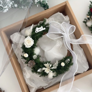 Floraflower 永生花聖誕花圈☾ 『聖誕禮物』聖誕居家裝飾 交換禮物 雪松 玫瑰 乾燥花 聖誕掛件 聖誕節