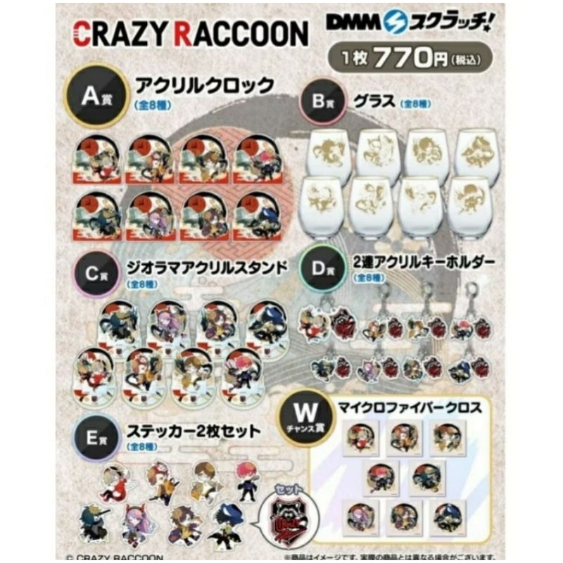 【售】crazy raccoon 線上抽賞 ありさか arisakaaa B賞 玻璃杯＋貼紙＋杯墊