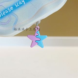 粉藍五角星手機防塵塞 充電口堵頭 防水防灰掛件 蘋果華為type-c閨蜜