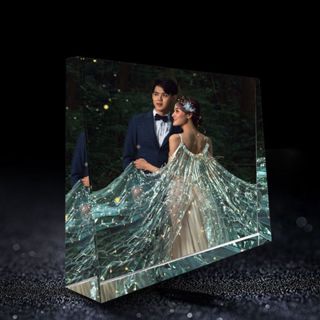 【臺灣出貨-客製化】水晶照片 紀念日 相片 企業禮物 畢業 擺件 訂製diy相框擺臺禮品生日禮物刻字結婚婚紗