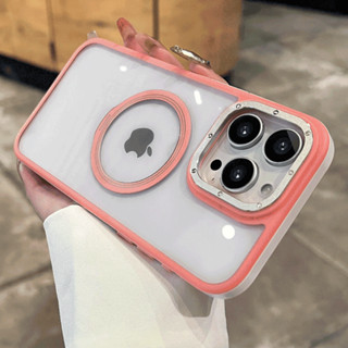 金屬鏡頭框 蘋果 i15 防摔保護殼 iPhone 16 12 13 Pro Max 手機殼 磁吸充電 i14 透明硬殼