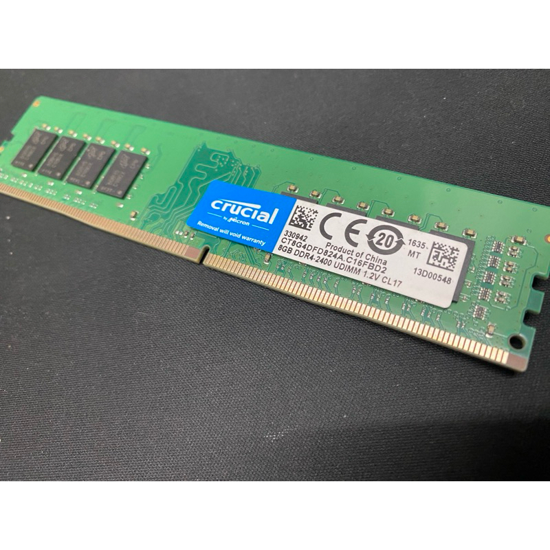 二手良品，鎂光DDR4-8G-2400記憶體，雙面顆粒