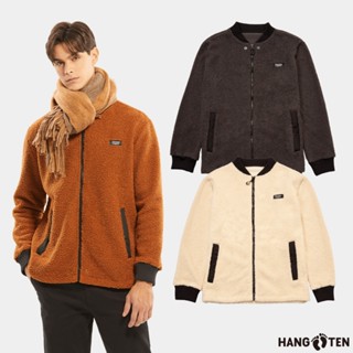 【Hang Ten】男裝-恆溫多功能-雪爾帕刷毛保暖口袋撞色棒球外套(多色選)