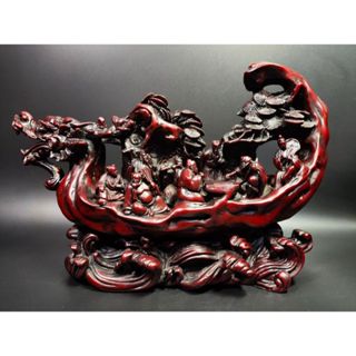 民國早期祥獅大型樹酯老件 - 八仙過海（木雕/藝術/古董/擺件/收藏/展示/佛像/神像/元寶/布袋)