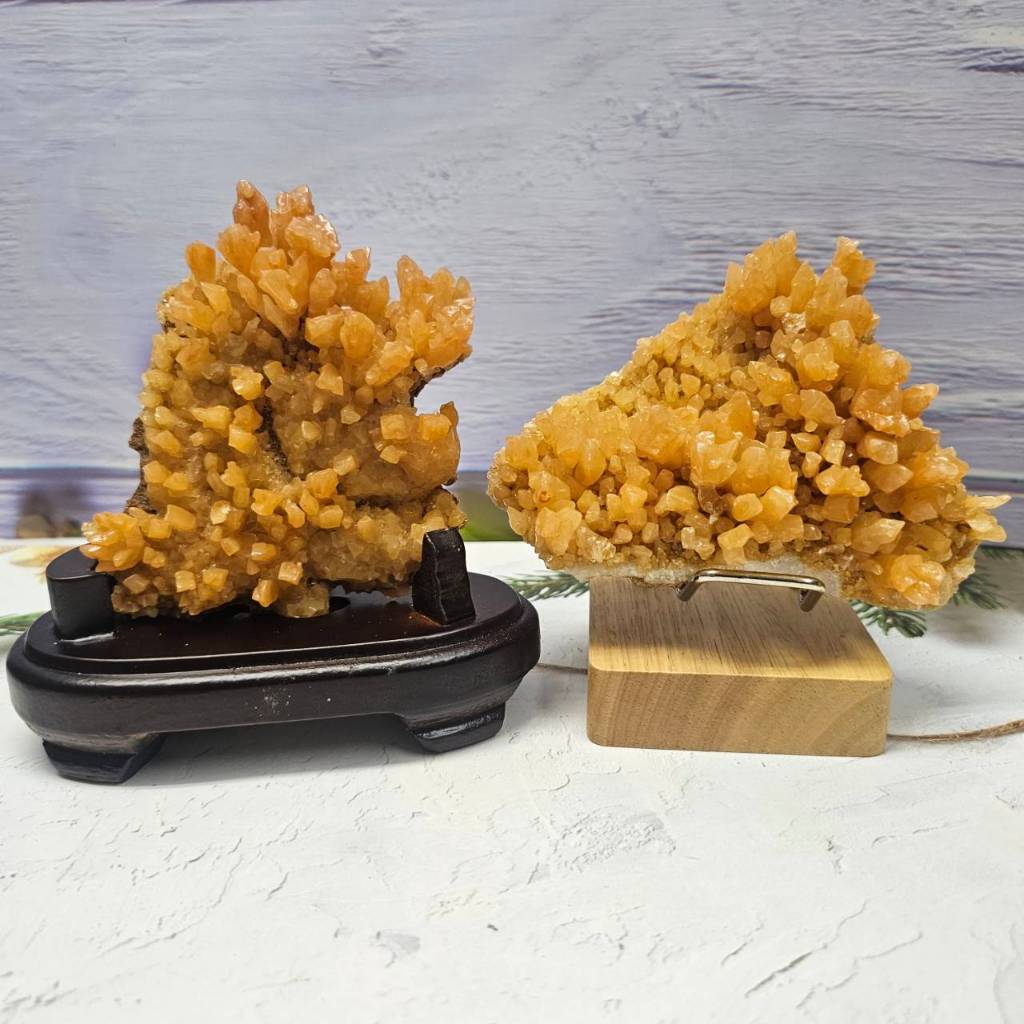 🫧奇幻世界能量水晶🫧 鐘乳方解石 橙方解石 珊瑚方解石 晶簇 方解石簇  鐘乳石花 方解晶簇 方解石 礦石 原礦擺件
