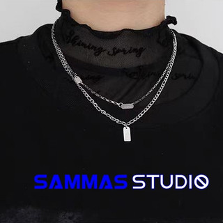 SAMMAS 限時下殺 鈦鋼項錬三牌lucky雙層鏈韓版鎖骨鏈個性疊帶項鍊潮學生ins飾品穿搭配件