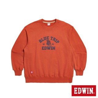 EDWIN 男款 BLUE TRIP 寬版印地安長袖T恤(中灰桔)