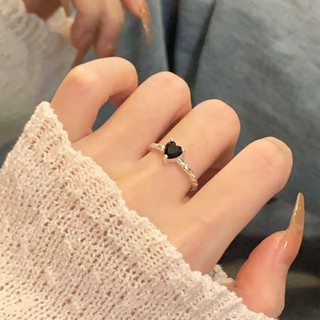 韓系 酷黑愛心 戒指 開口可調整 臺灣當天出貨 尾戒飾品 戒指女 金戒指 情侶戒指 閨蜜戒指 手飾 食指戒 F702