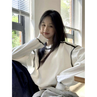 正韓 韓國🇰🇷代購圓領休閒線條大學T上衣