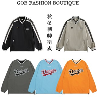 GOB/美式復古長袖 t恤 男女款上衣 美式上衣 男生 t恤 情侶裝 棒球外套 薄長袖 美式大學t 運動服 大學t長袖