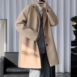 【SOFACAT-3】毛呢大衣 M-5XL 韓版毛呢外套男生風衣長款帥氣寬鬆大碼加厚呢子大衣 毛呢外套男 外套男