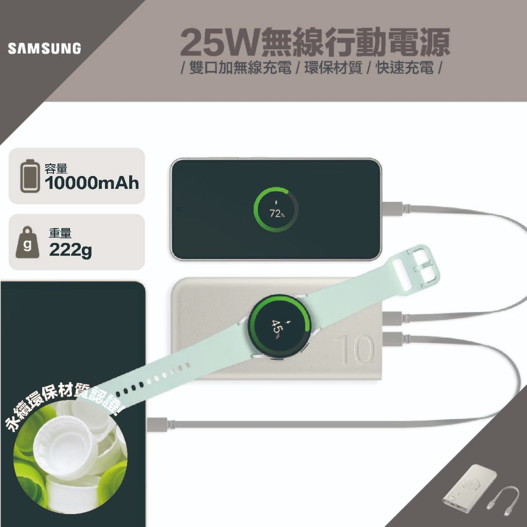 《台灣出貨 可上飛機》三星｜無線閃充行動電源｜正原廠 25W 10000mAh magsafe 磁吸充電 行充 充電寶