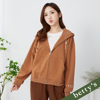 betty’s貝蒂思(35)袖口刺繡口袋連帽抽繩薄外套(駝色)