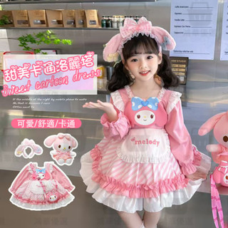 女童美樂蒂長袖洛麗塔連身公主裙萬聖節寶寶韓式春秋cos服卡通蓬蓬裙兒童迪士尼連衣裙洋裝 小朋友孩子蓬蓬裙優質