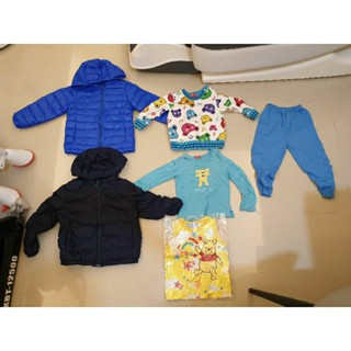 110cm 80cm ► 愛的世界 UNIQLO 小孩 兒童 男童 女童 小熊維尼 無袖 上衣 衣服 薄 長褲 羽絨外套