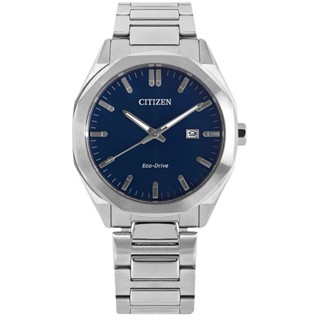 CITIZEN / 光動能 八角形 簡約時尚 防水100米 不鏽鋼手錶 藍色 / BM7600-81L / 41mm