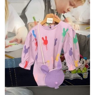 正韓.韓國～Coco rabbit刺繡花苞兔子長袖洋裝，尺寸2XL