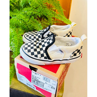 整體非常新👟VANS 小童款黑白色棋盤格滑板鞋/休閒鞋（二手US7/13cm)